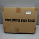 Expandable Microwave Stand Countertop, 2-Tier Adjustable Microwave Oven Rack with 8 Hooks & 2 Holders, Heavy Duty Carbon Steel Microwave Shelf for Kitchen Counter Organizer and Storage, Holds 120lbs (Black)