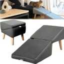 Split Ottoman Dog Ramp, 2-in-1 Lightweight Folding Stairs and Ottomans, Bed Couch & Car Ramps with Durable Non-Slip Waterproof Fabric Cover for Dogs Cats Or Pets Footrest (30*30*35cm, Black)