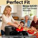 Silicone Air Fryer Liners for Ninja - Reusable DZ201 8QT Dual Basket - Rectangular 2-Pack Vacuum-Packed Easy-Clean Dishwasher-Safe Food-Safe for Home Chefs - Housewarming Gifts