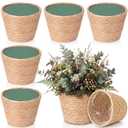 2x Ninehaoou 12 Pack Seagrass Plant Baskets with Liners and Floral Foam, Woven Wedding Centerpieces for Tables, Rustic Boho Farmhouse Flower Planter Baskets for Indoor Outdoor Decor