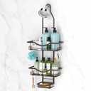 REINHARDT Shower Caddy Hanging Adjustable, Extended Length Rustproof Showers Caddy Over Showerhead with Hooks Soap Holder, Large Capacity Shower Organizer Anti-Swing Bathroom Organizer, Bronze (24.3-30.6)