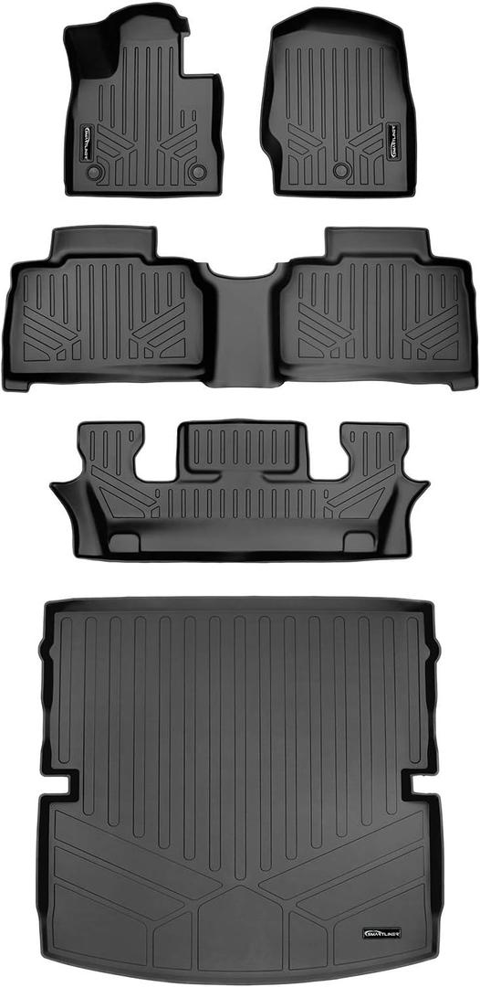 SMARTLINER Floor Mats 3 Rows - Cargo Liner Behind 2nd Row Set Compatible with 2020-2023 Ford Explorer