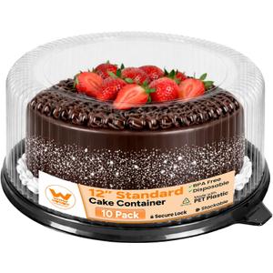 WOW 12in Standard PET Round Cake Carrier, 10-Pack