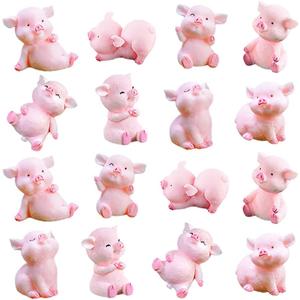 MAOMIA Miniature Pig Figurines,8 Pcs Cute Pink Piggy Toy Figures Toy Cake Toppers Decoration for Fairy Garden Car Party DIY Craft Project Decor