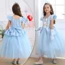 Luzlen Cinderella Costume for Girls Kids Blue Princess Dress with Accessories Halloween Birthday Party Outfits, 5-6Y(Tag 130)