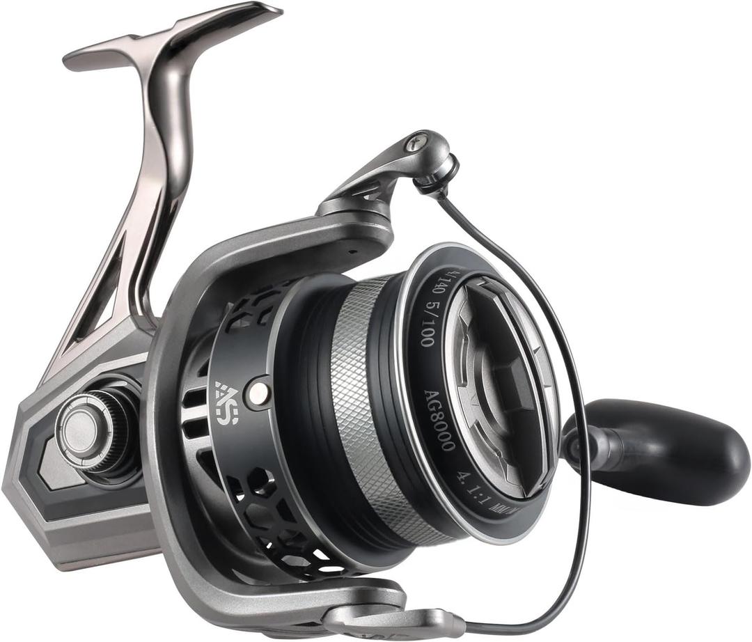 GARRET Spinning Reel, 8000 Aluminum Frame Surf Fishing Reels, Carbon Fiber 55LB Power Drag, Heavy Long Casting Inshore Saltwater & Offshore Saltwater Freshwater Fish Reel
