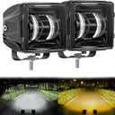 LED Cubes Pods Lights, 120W 3 Inch LED Spot Work Light Bar with Dual Color of White &Yellow Light for 4x4 Off Road Motorcycle Uaz ATV SUV UTV Trucks Beam Fog Driving Lamp