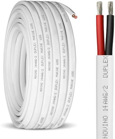 14 Gauge Marine Wire,100ft 14 AWG 14/2 Duplex Marine Grade Wire Tinned Copper Boat Electrical Cable for Automotive Boat Speakers RV Solar Outdoor