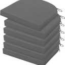 HARBOREST Outdoor Chair Cushions Set of 6, Water Resistant Patio Chair Cushions with Ties, Outdoor Seat Cushions for Patio Furniture, 17"x16"x2", Dark Grey