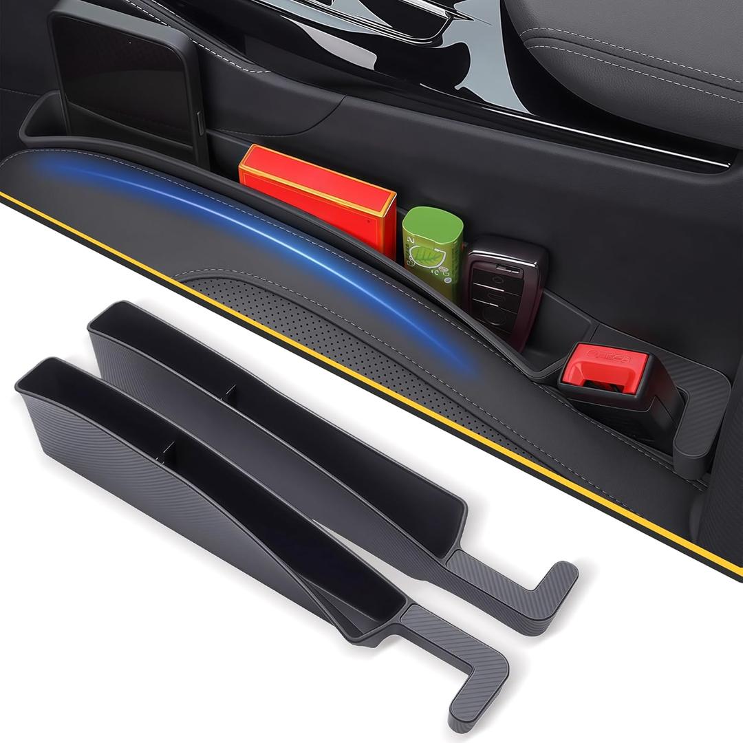 2PCS Universal Car Seat Gap Filler, Durable & Easy Install, No-Drop Seat Side Gap Seam Filler Organizer to Fill the Gap Space Between the Console and Seats, with Phone Holder for Car, SUV, Truck