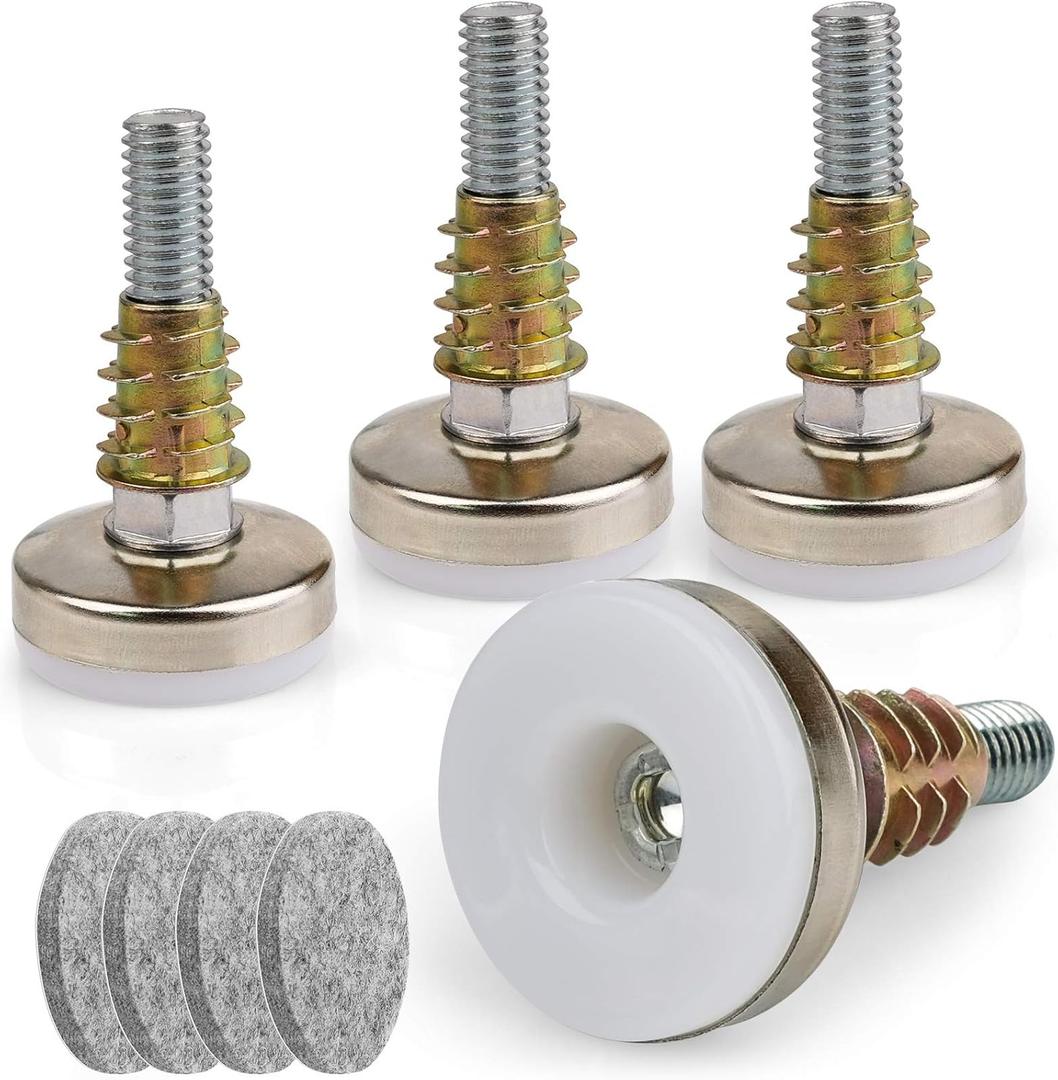 Heavy Duty Furniture Levelers Adjustable Furniture Legs Levelers, Leveling Feet for Tables Chairs Cabinets Sofa Raiser, Support 1320LBs, T- Nut Kit 3/8-16 Thread, Large Base,w/ 4 Felt Pads (4 Pack)