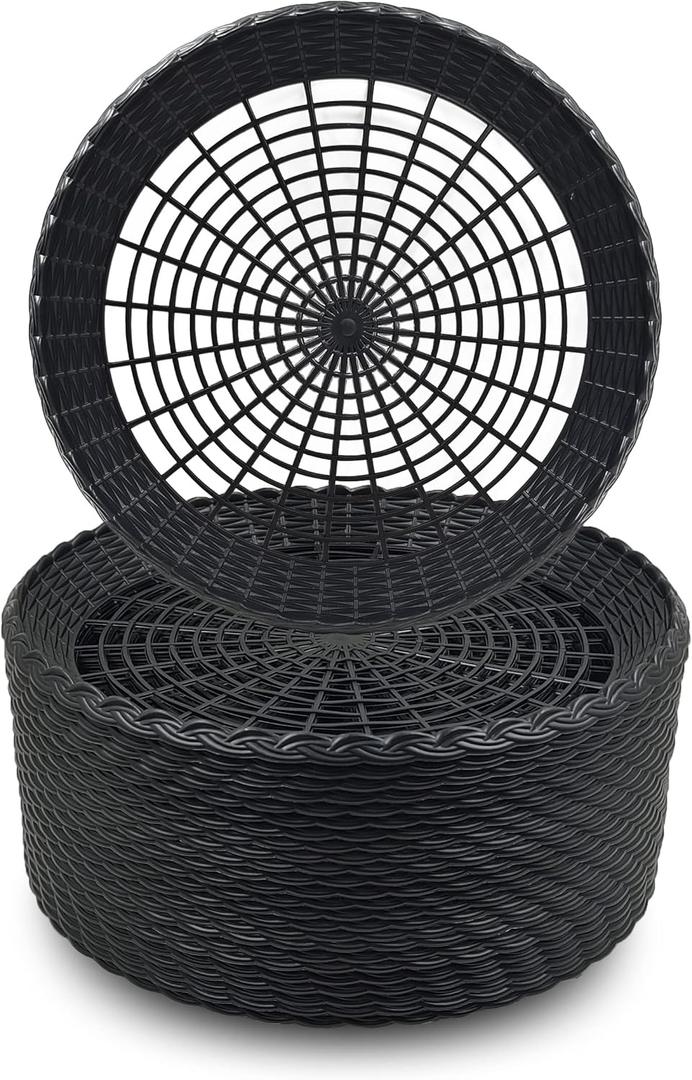 24 Pack Reusable Plastic Paper Plate Holders Heavy Duty Woven Paper Plate Holder (Black)