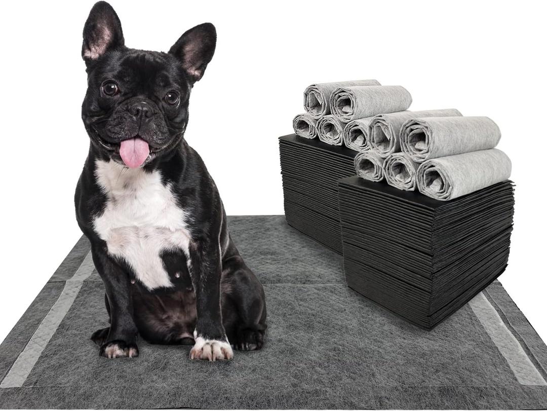 Charcoal Dog Training Pads 100 Count, 22"x22" Puppy Pee Pads for Small Dogs, Activated Carbon Dog Pee Pads, Disposable Puppy Pads Pet Training Pads