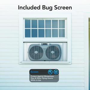 Comfort Zone Window Fan for Bedroom, 9 inch 3 Speed Dual Fans with Auto-Locking Expanders, Window Exhaust Fan, Removeable Bug Screen, White