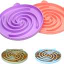 Bifeaw Slow Feeder Cat Bowl, Easy to Clean Silicone Bowl, Ideal for Dry and Wet Food (Purple and Pink)