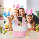 Easter Baskets, Pink Large Woven Rope Bunny Personalized Easter Basket Empty with Handle, Basket Name Tag, Egg Easter Baskets for Girls Boys, Easter Gifts, 9.8" x 7.9" x 7.9"