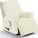 Oversized 3 Pieces Stretch Recliner Chair Covers - Plush Fabric Slipcovers & Durable Furniture Protectors with Elastic Bottom for Kids and Pets (1 XL Seater, Light Yellow)