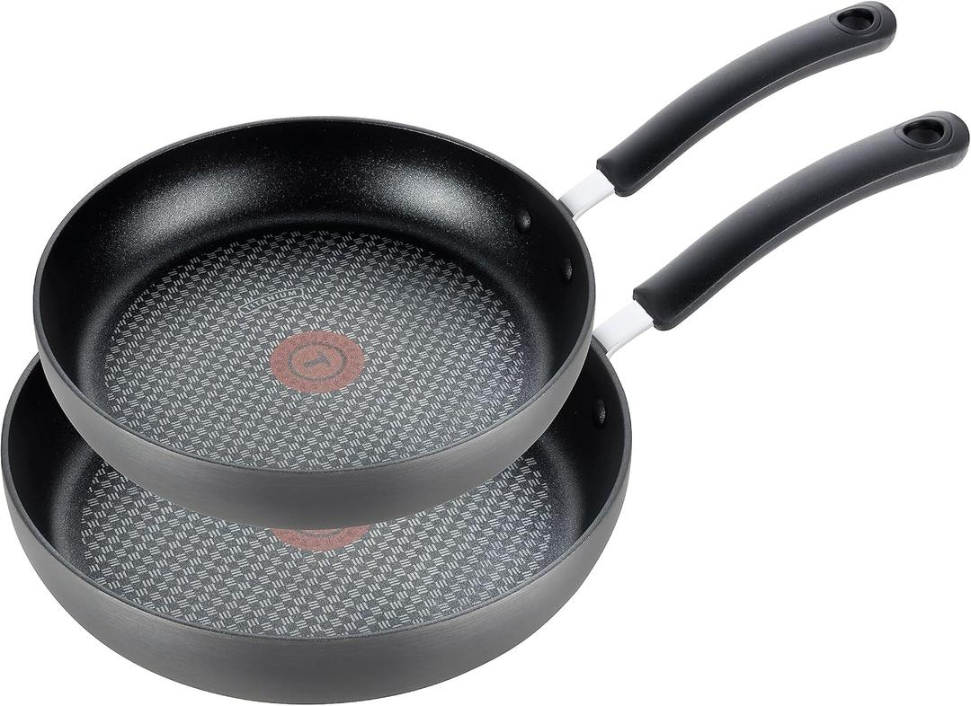 T-Fal Ultimate Hard Anodized Nonstick Fry Pan Set 2 Piece, 8, 10 Inch, Oven Broiler Safe 400F, Kitchen, Cookware, Pots and Pans Set Non Stick, Frying Pans, Dishwasher Safe, Onyx