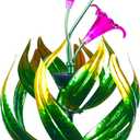 Solar Hummingbird Tulips 69 Inch Wind Catcher for Yard Kinetic Wind Spinner with Garden, Metal Windmill-Kinetic Garden Decoration, 360 Swivel Hummingbird Tulips Outdoor Wind Sculpture Spinners
