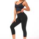 THE GYM PEOPLE Thick High Waist Capris Yoga Pants with Pockets, Tummy Control Workout Running Yoga Leggings for Women (Black, M)