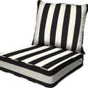 Honeycomb Outdoor Deep Seat, 24" W x 23" D, Cabana Stripe Black & Ivory Outdoor Chair Cushion (Cabana Stripe Black and Ivory)