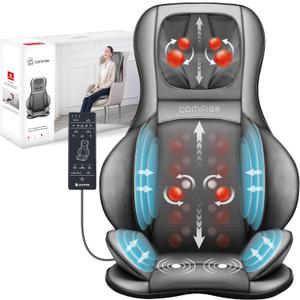 COMFIER Massager Chair with Heat, Shiatsu Neck Back Massager Portable with Compress & Rolling,Massage Chair Pad for Full Back,Neck,Full Body Pain, Gray