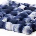 Faux Fur Chair Seat Cover Washable, Ultra Soft Pet Sofa Cover for Car Seat Protector, Square Area Rugs for Living Room Bedroom Dorm, Anti-Slip, Fuzzy, 23.5x23.5 inch, Tie-Dye Blue