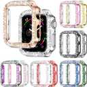 12 Pack Rc-Z for Apple Watch Series SE(2nd) 6 5 4 44mm Bling Case, Bumper Double Diamonds Rhinestone Protective Frame Replacement Accessories for iPhone Watch iWatch 44 mm Women