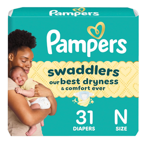 Pampers Baby Diapers  Swaddlers  Size 0, 31 Count, Ultra Absorbent Disposable Newborn Diaper