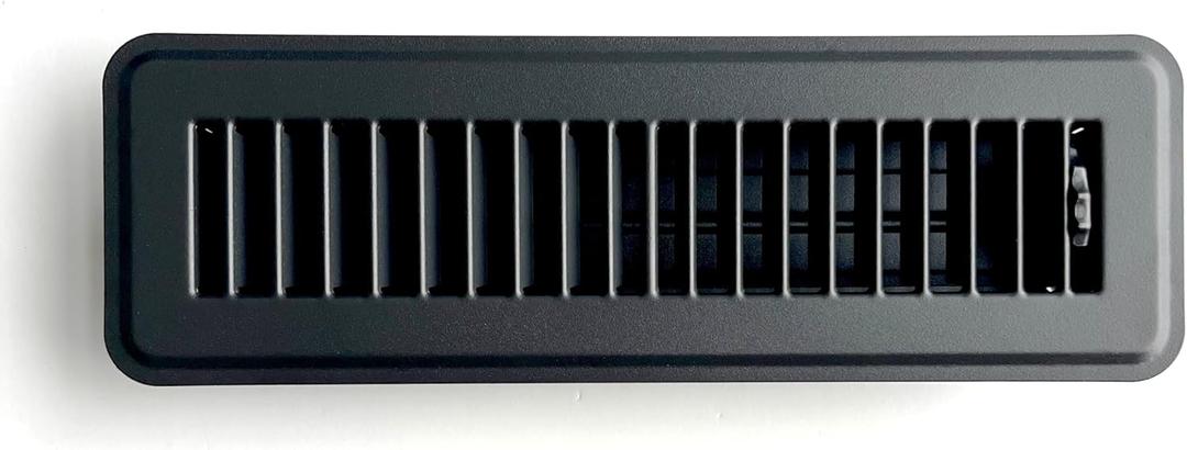 Heavy Duty Steel Floor Vent with Beautiful Black Matte Finish. Fits in 2 x 10 Duct Opening. Overall Dimension is 3.75 in Wide x 13.75 in Long.
