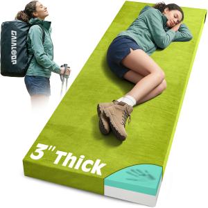 Memory Foam Cot Mattress, 3 Inch Camping Sleeping Pad, Avocado Green