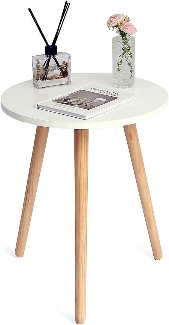 AWASEN Round Side Table, Small Accent Table Nightstand Modern End Table for Living Room Bedroom Office Small Spaces, 15.7''D x 19.69''H (White)