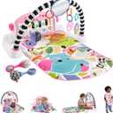 Fisher-Price Baby Gift Set Glow and Grow Kick & Play Piano Gym Pink Playmat & Musical Learning Toy with 2 Rattle Maracas for Newborns Ages 0+ Months