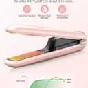 Cordless Hair Straightener,Portable Mini Flat Iron Travel for Bangs,Short Hair, Rechargeable Curling Iron and Curler 2 in 1,Pink,for Touch Ups