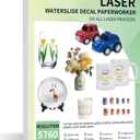 20 Sheets Waterslide Decal Paper LASER CLEAR,8.5X11 Inch Water Slide Transfer Paper Transparent Printable for Tumblers, Ceramics, Plastics, Glasses, DIY