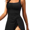 VIMPUNEC Womens One Piece Swim Dress Tummy Control Bathing Suit Skirt Modest Swim Suits, Large