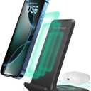 2 in 1 Wireless Charger,Foldable 20W Fast Wireless Charging Stand Compatible with iPhone 17/16/16 Pro/15/14/X/AirPods,Dual Phone Induction Charge Station for Samsung,Pixel,Xperia,LG(No Plug) (Black)