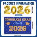 baotongle 2026 Graduation Decorations Themed Set Congrats Grad Backdrop Balloons Banner and Streamers Hanging Swirls Kit for Party Supplies High School College Celebrations(Blue)