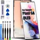 OLED for Google Pixel 6A LCD Screen Replacement for Google Pixel 6A LCD Display Touch Screen Display Assembly Repair Kits with Frame GX7AS GB62Z G1AZG GB17L (with Fingerprint Function)
