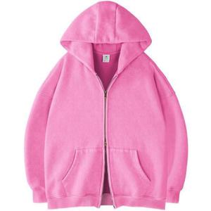 Mens Full Zip Casual Hoodies Fleece Double Side Zipper Sweatshirts Hooded Jackets with Pocket Fall Winter Hoodie (Medium, Pink)