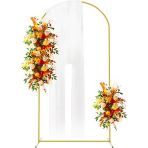 Putros Metal Arch Backdrop Stand 6.6FT Gold Wedding Balloon Arched Backdrop Stand Square Arch Frame for Birthday Party Bridal Baby Shower Ceremony Decoration