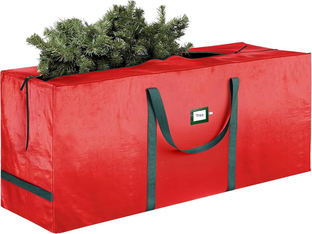 Heavy Duty Christmas Tree Storage Bag 9 Ft - Christmas Tree Bag Red - Tree Bags For Storage - Xmas Tree Storage Bag Holds 9 Ft Christmas Tree Bag For All Year Round Christmas Storage