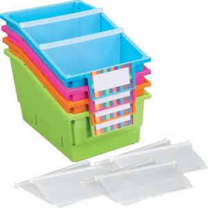 Really Good Stuff Chapter Book Library Bins with Dividers, 8" x 13" x 7" - 4 Pack, Neon | Plastic Shelf Bin Organizer for Classroom Library, Book Organization, Documents, Files, Magazines Really Good Stuff Chapter Book Library Bins with Dividers, 8" x 13" x 7" - 4 Pack, Neon | Plastic Shelf Bin Organizer for Classroom Library, Book Organization, Documents, Files, Magazines