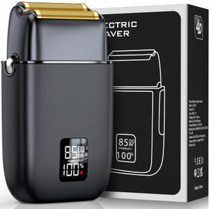 Electric Razor for Men Face, Electric Shavers for Men, Cordless Portable Rechargeable Waterproof Foil Shavers with LED Display, 3 Speeds, Travel Lock for Beard and Face Shaving (Black)