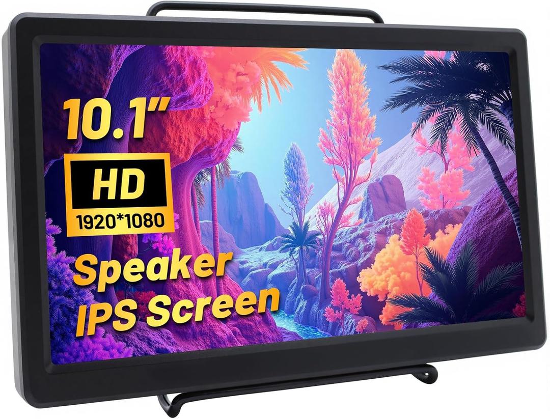 ELECROW 10.1 Inch Portable Monitor - IPS Capacitive Monitor with HD VGA Port1920x1080P LCD Display Built-in Dual Speakers VESA Mount for Raspberry Pi 5/4/3, PS Xbox, Windows 11/10/8/7