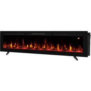 70 Inch Wall Mounted/Recessed/Freestanding Electric Fireplace Inserts3 in 1 Electric Fireplace with 4 Solid Flame Colors & 10 Mixed Flame Colors,1-9H Timer, 750w/1500w