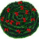 Christmas Garland with Red Bows,Artificial Greenery Pine Garland Decor for Mantle Stair Fireplace Home Party Decoration…