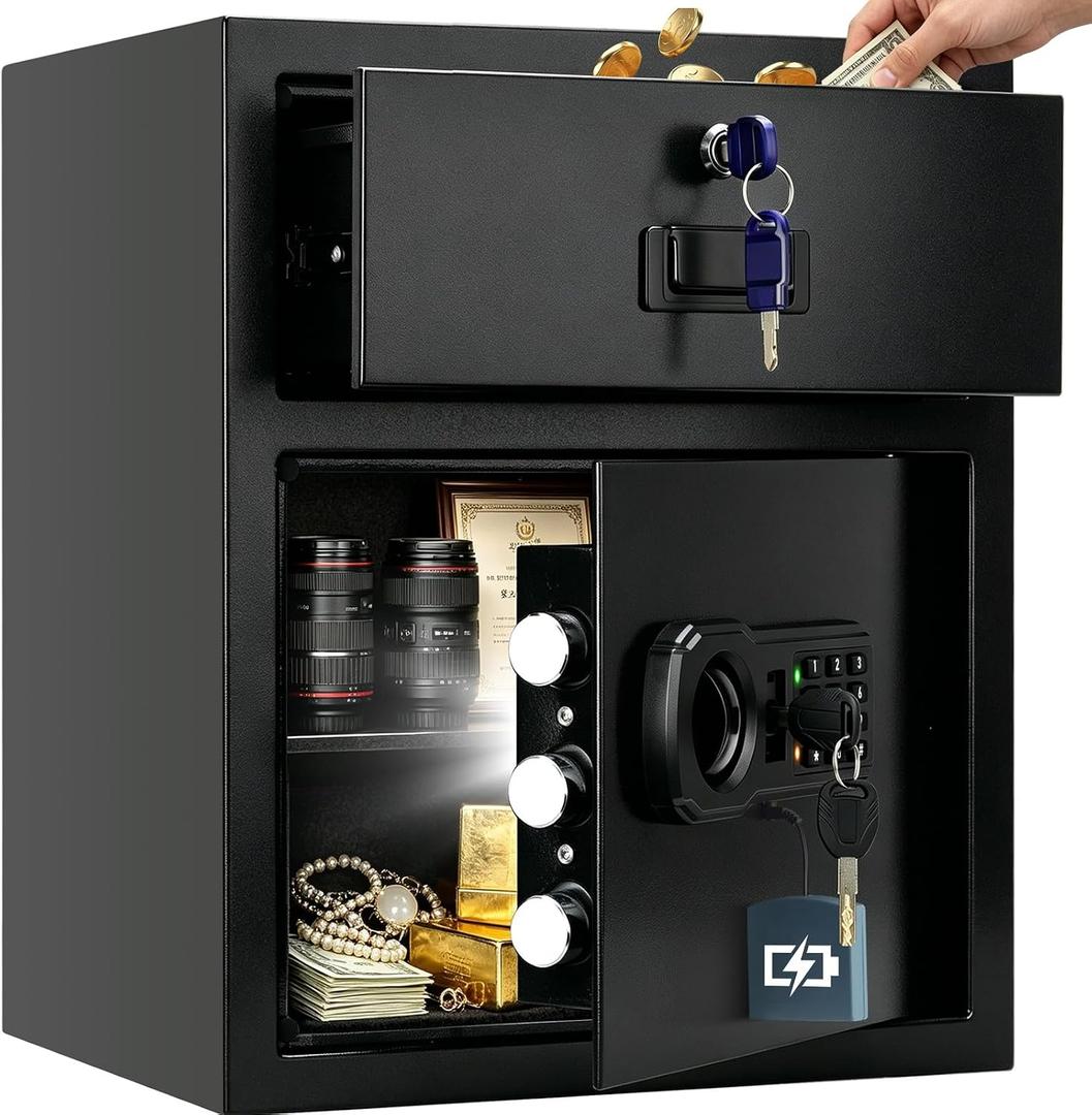 2.5 cuft Home Safe Box with Drawer | Anti-Theft Large Safe for Everyday Use