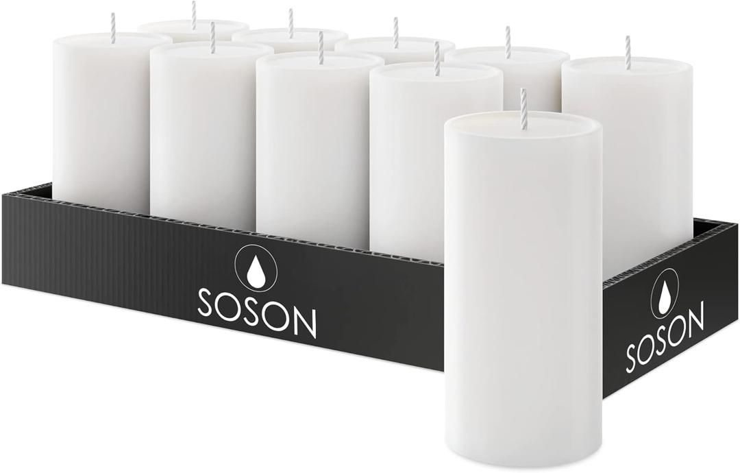 Simply Soson Unscented White Pillar Candle Bulk Set 3X8 inch - Parties and Special Occasions Dripless Candles Pack of 1, Perfect Wedding Candles - Long Burn Candles Set. Home Decor Candles