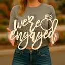 We are Engaged Sign for Backdrop, Engaged Wooden Sign for Bridal Shower Decorations Diamond Ring Wall Hanging Decoration Photo Booth Props Cutout